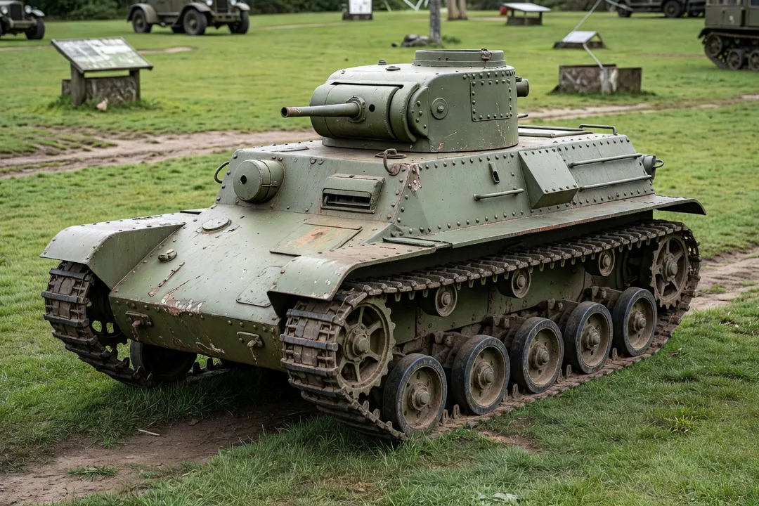 Char léger français de la Seconde Guerre mondiale exposé dans un parc du patrimoine militaire