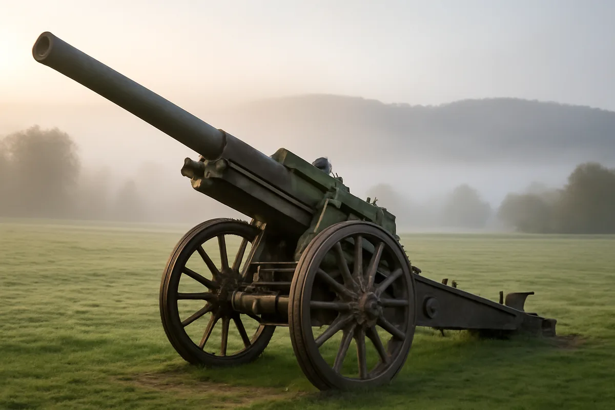Obusier lourd français de 155 mm de la Première Guerre mondiale exposé sur un site de mémoire