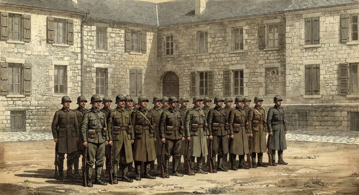 Regiment d'infanterie du Doubs en formation avant le depart pour le front en 1914