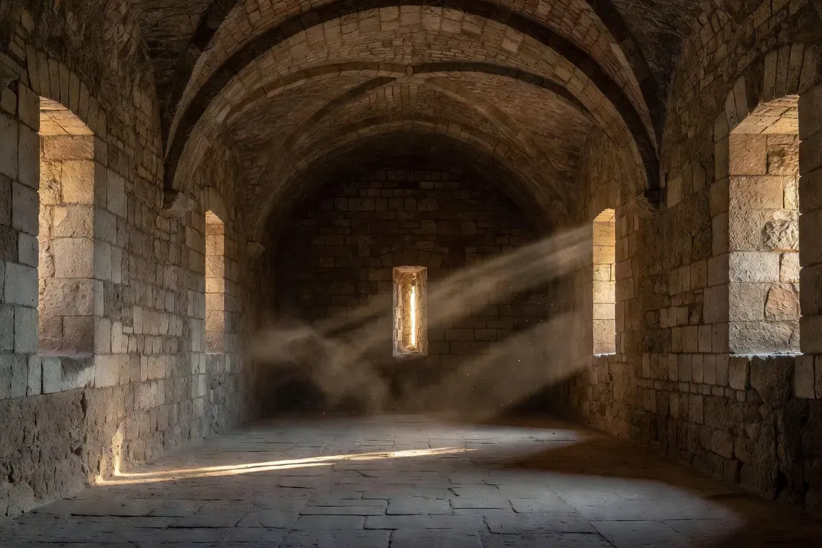 Casemate bétonnée d'un fort Séré de Rivières dans le Doubs, intérieur restauré