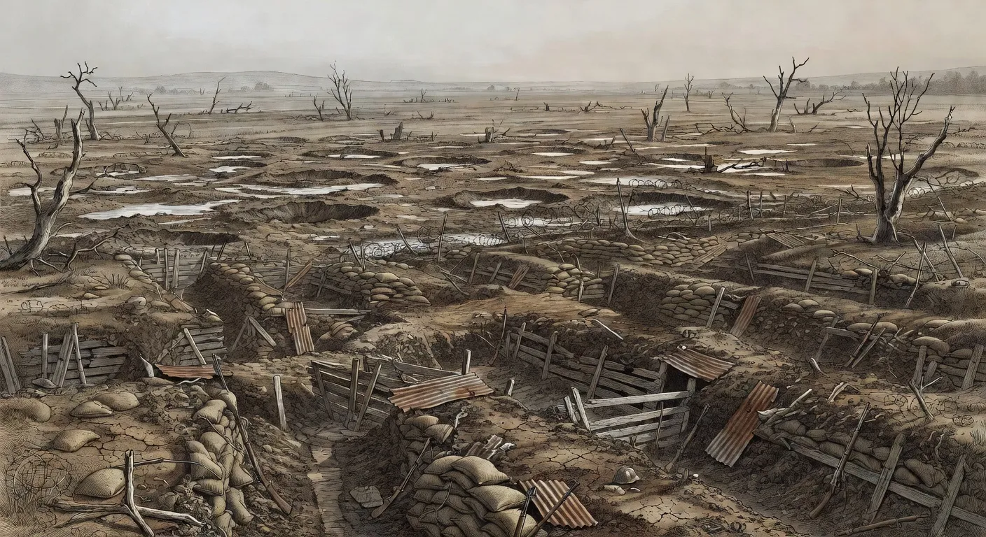 Tranchees de la Premiere Guerre mondiale, soldats francais en position