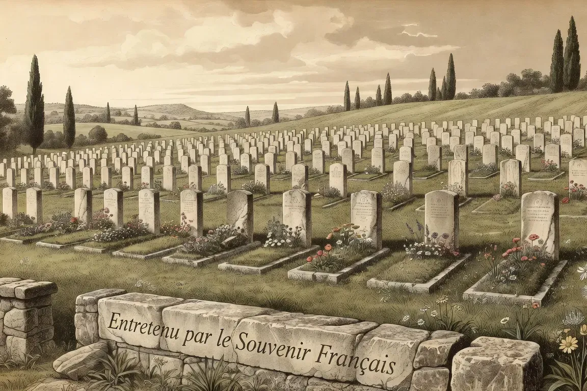 Monument aux morts et carre militaire dans le Doubs