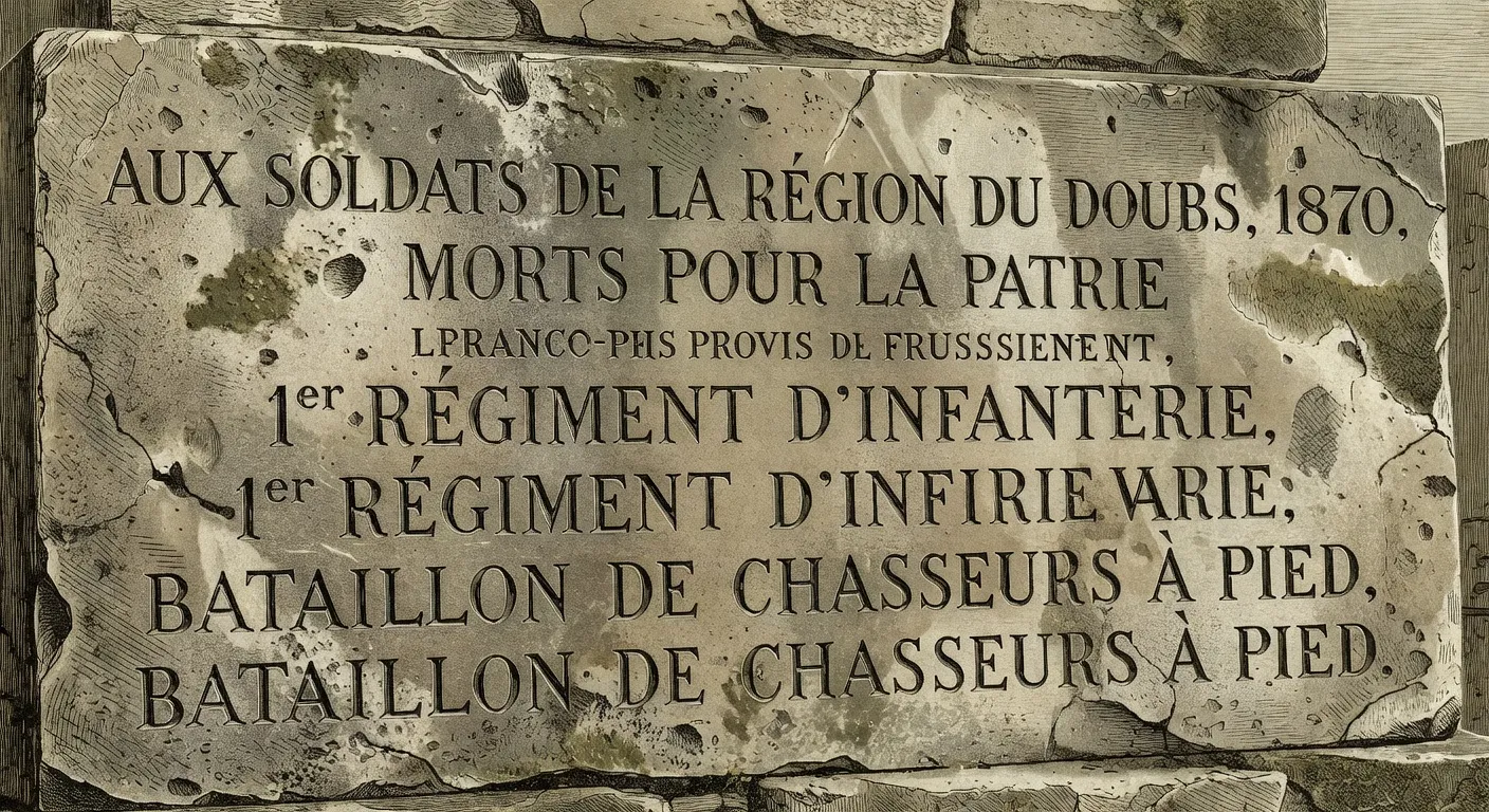 Stele commemorative de la guerre de 1870 dans un cimetiere du Doubs