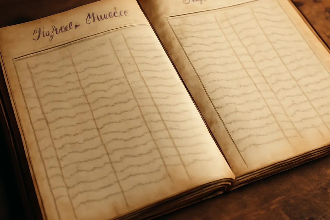 Registre matricule ou livret militaire ancien ouvert sur une table, document stylisé