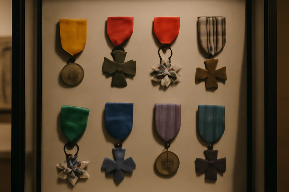 Gros plan sur une médaille militaire française avec son ruban