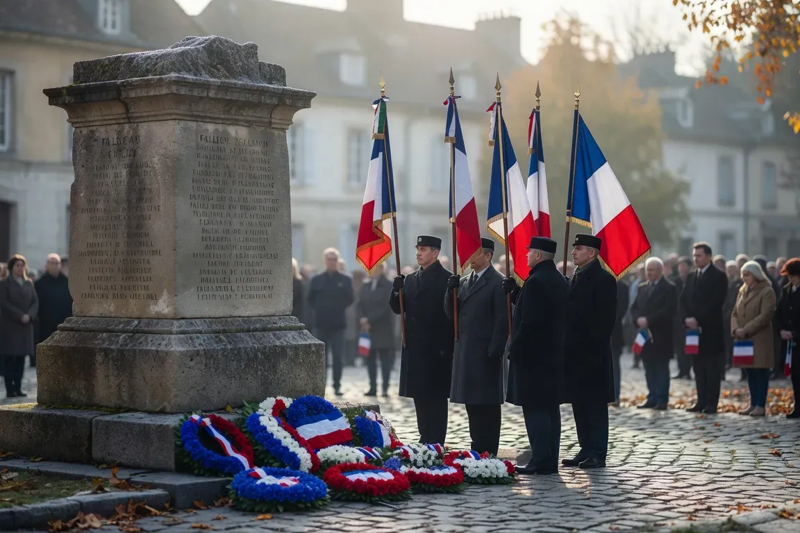 Cérémonie du 11 novembre 1918 au monument aux morts dans le Doubs