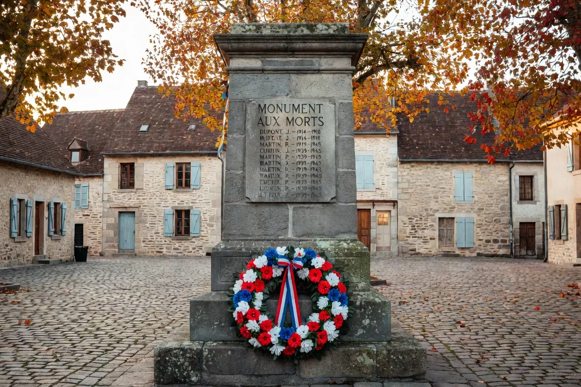 Monument aux morts du canton de Quingey, Doubs, automne