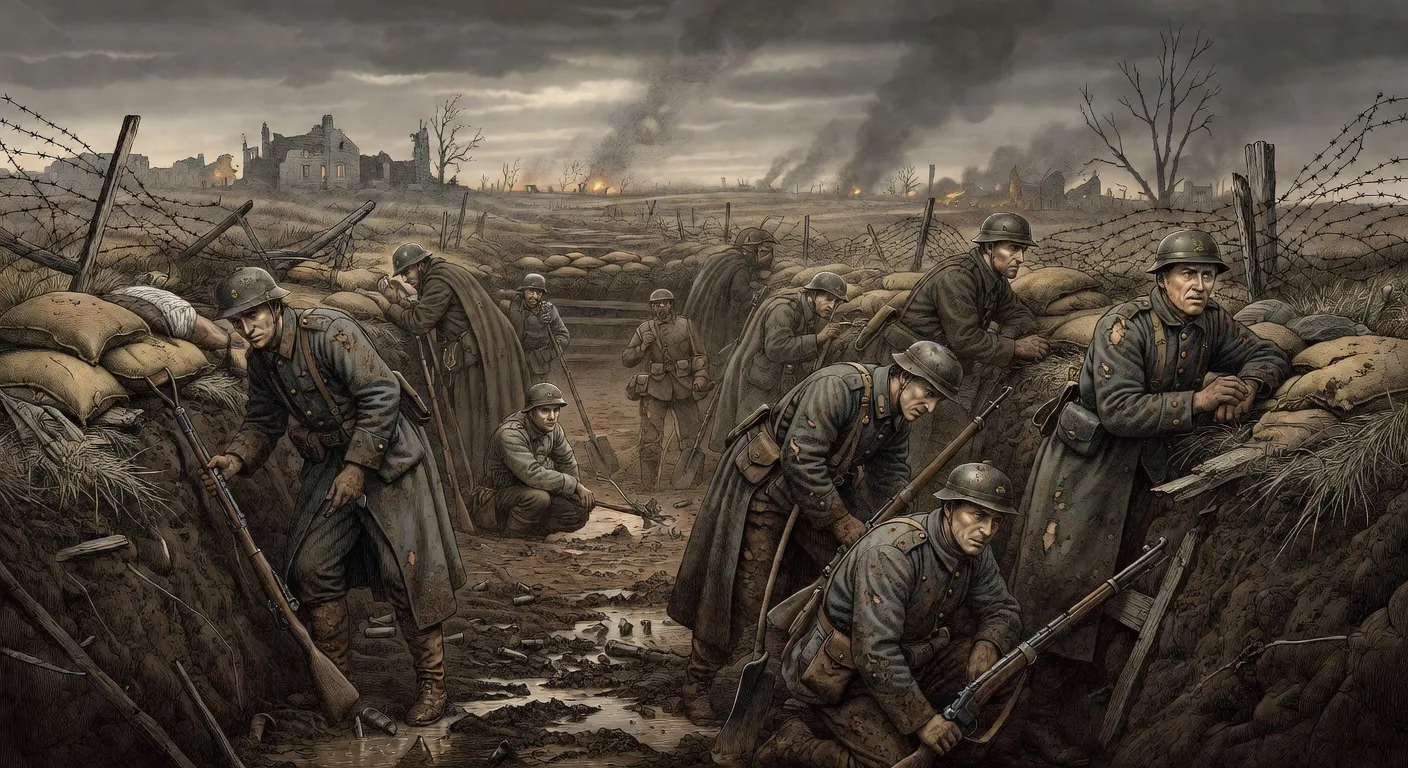 Soldats français dans les tranchées pendant la Grande Guerre 1914-1918